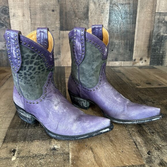 Old Gringo Purple Leopardito Pointed Toe Cowboy Western Boots Womens 5 B - Picture 2 of 12